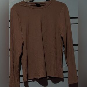 Women’s Large Crew Neck Long Sleeve Ribbed Textured Shirt Soft To The Touch